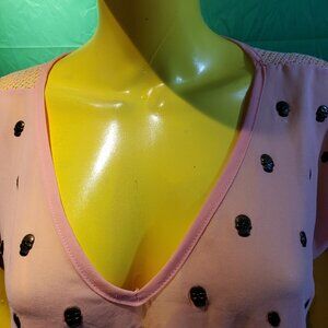 Limité V neck women shirt pink skull filet goth gothic barbiecore